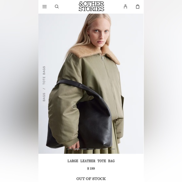 & other Stories Large Leather Hobo Bag - Picture 8 of 9